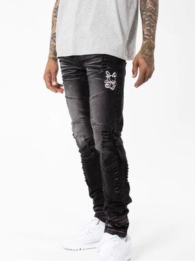 BKYS Men's Lucky Charms Moto Slim Jeans Size 34/32